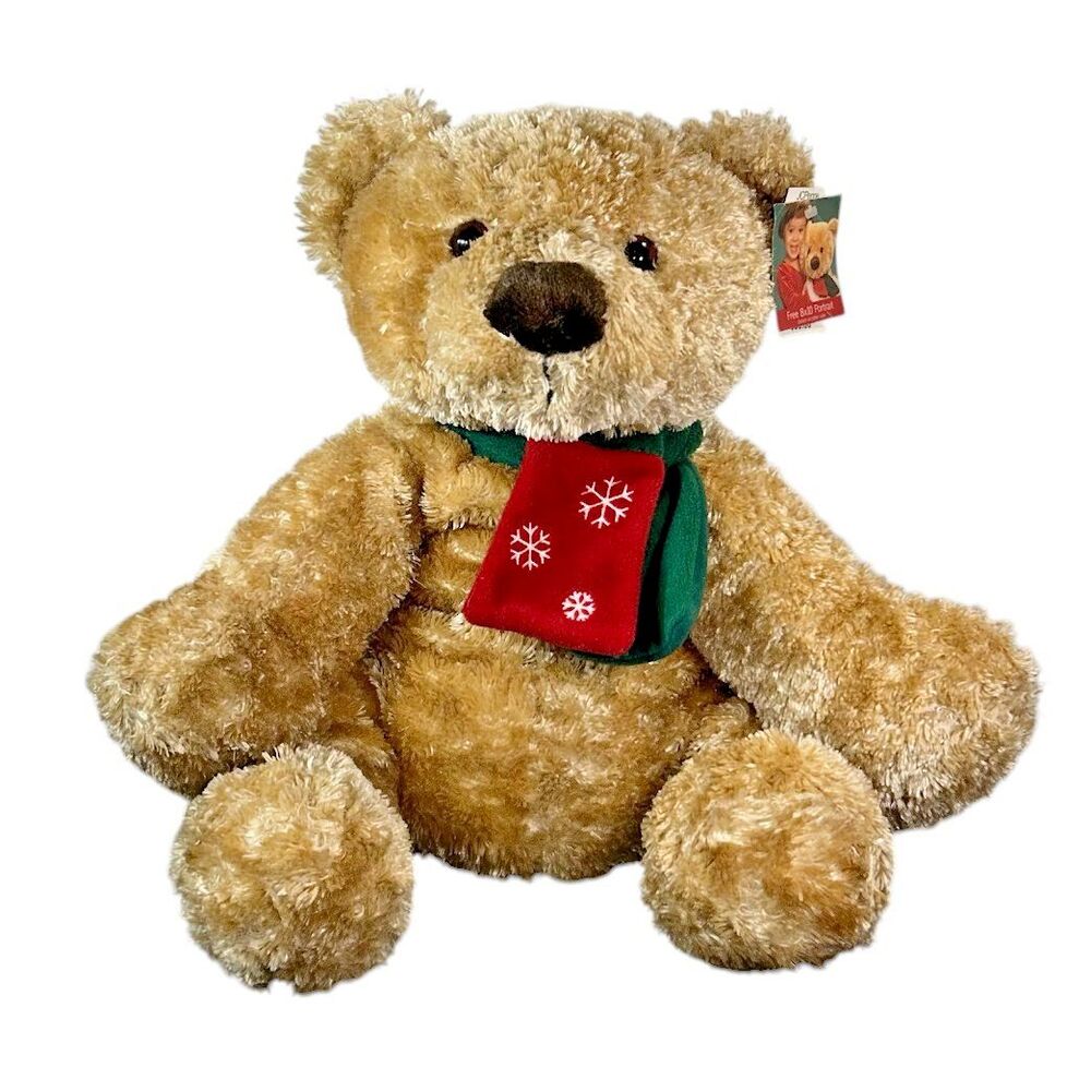 Vtg 2003 JCPenney Holiday Collection Golden Teddy Bear Plush Large 22" w BOW